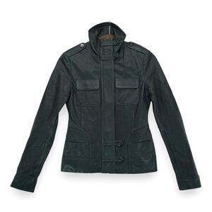 DANIER Women's Leather Jacket Full Zip Pockets and Shoulder Tabs‎ Size XXS ~ EUC